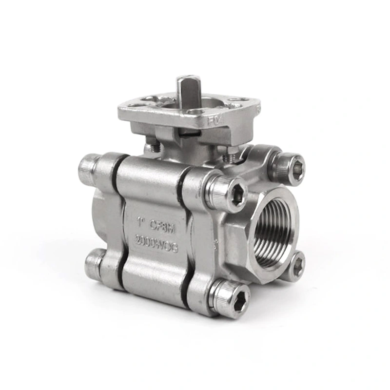 Comhla Ball 3PC 2000WOG le Bonn ISO 5211 le haghaidh Actuator